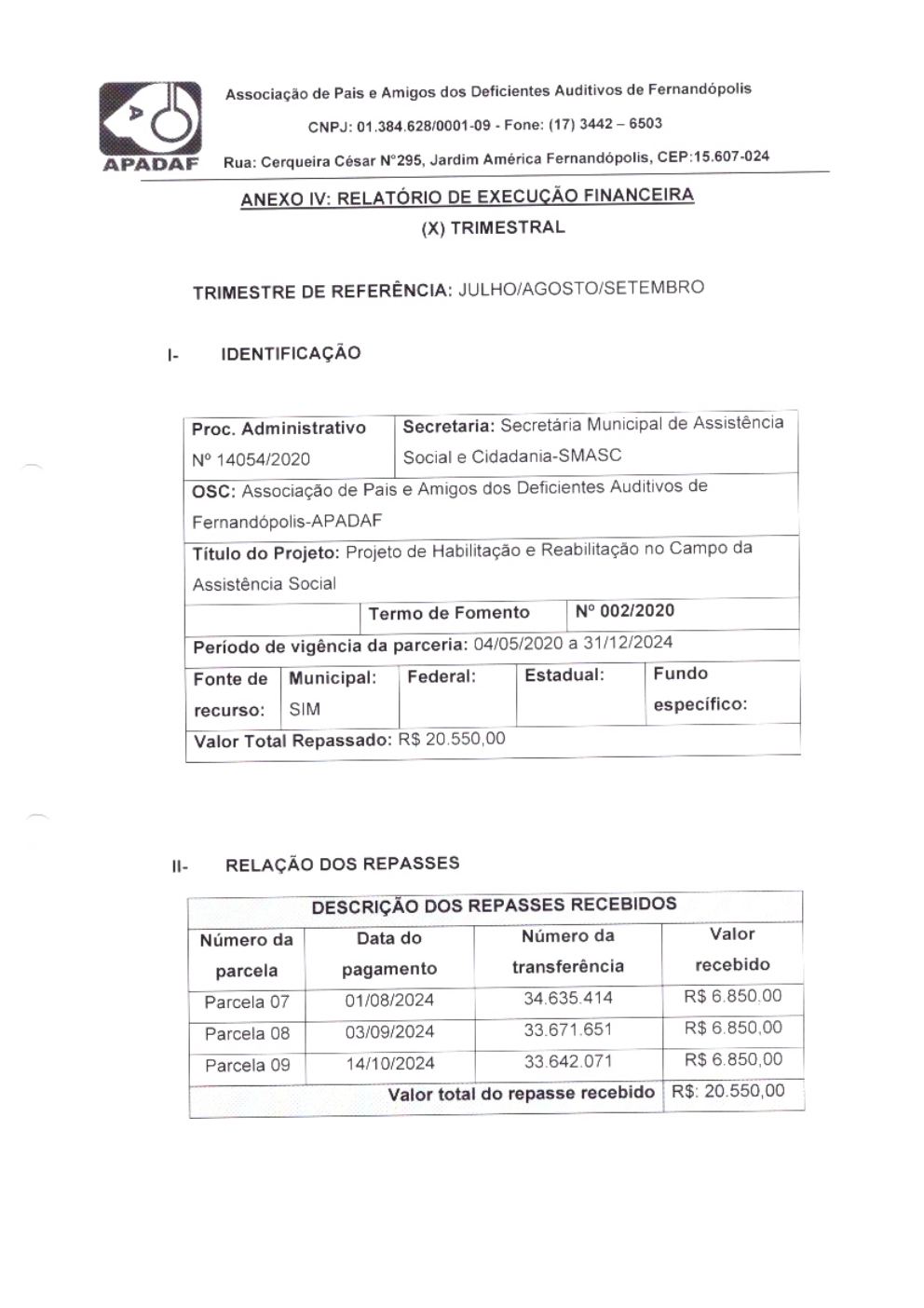 Página 3 de Prestação de Contas Trimestral — 4º Trimestre de 2024 (Outubro a Dezembro)