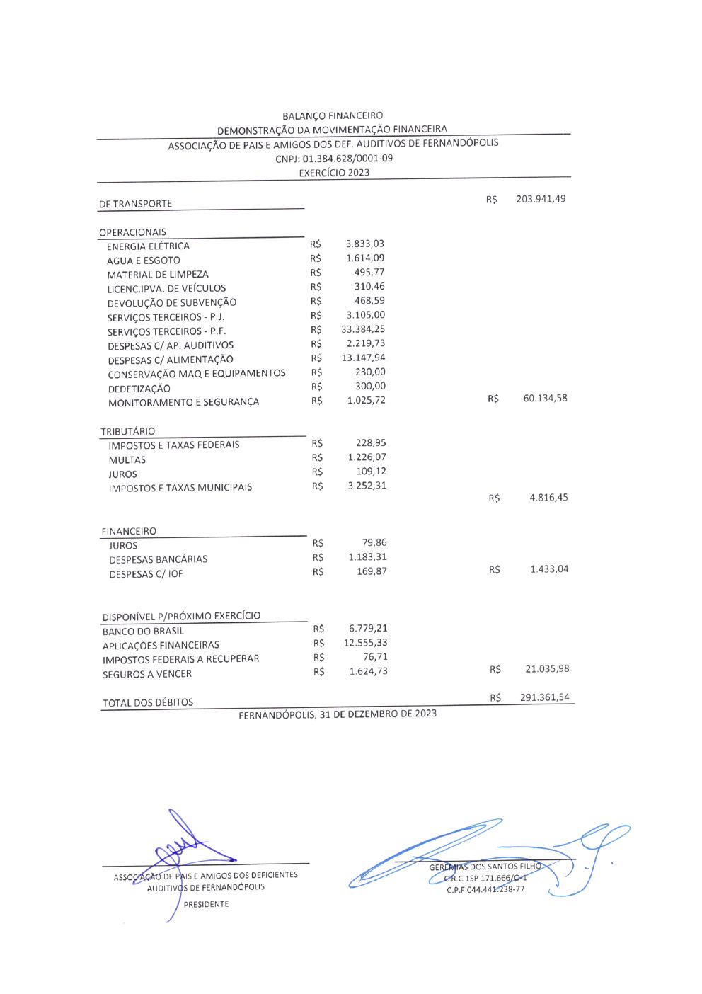 Página 3 de Demonstrações Contábeis — Exercício 2023