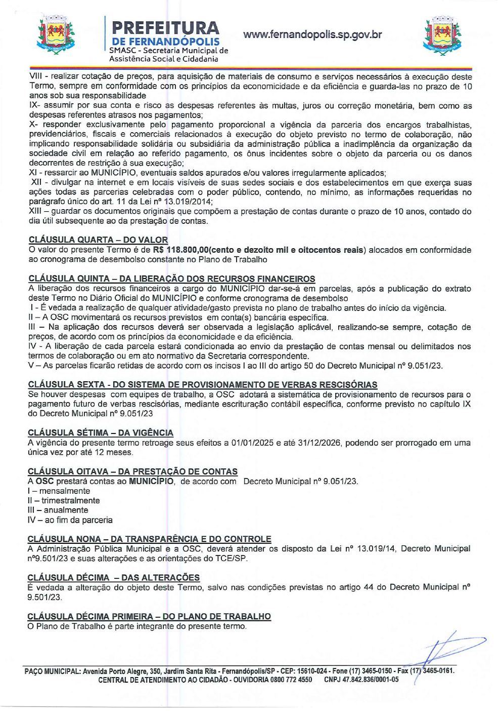 Página 2 de Termo de Fomento nº 01/2025-SMASC — Habilitação e Reabilitação — 2025