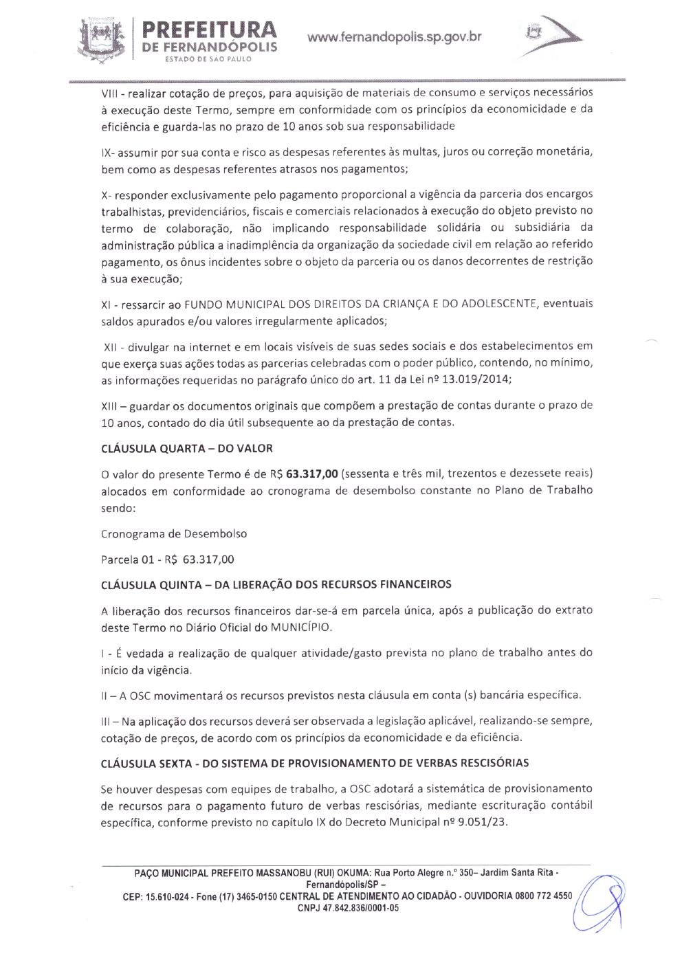Página 3 de Termo de Fomento nº 02/2024 — CMDCA — 2024