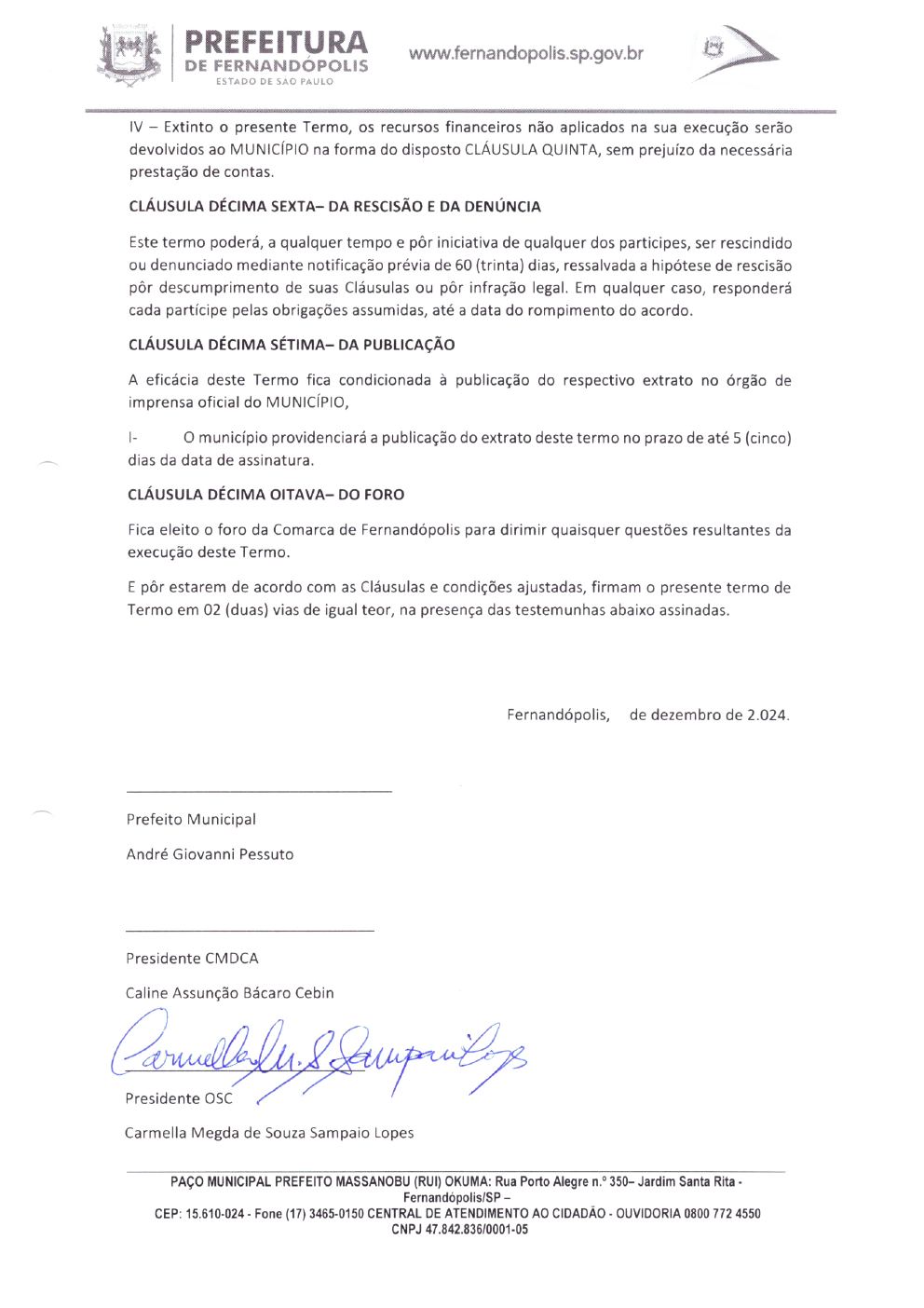 Página 6 de Termo de Fomento nº 02/2024 — CMDCA — 2024