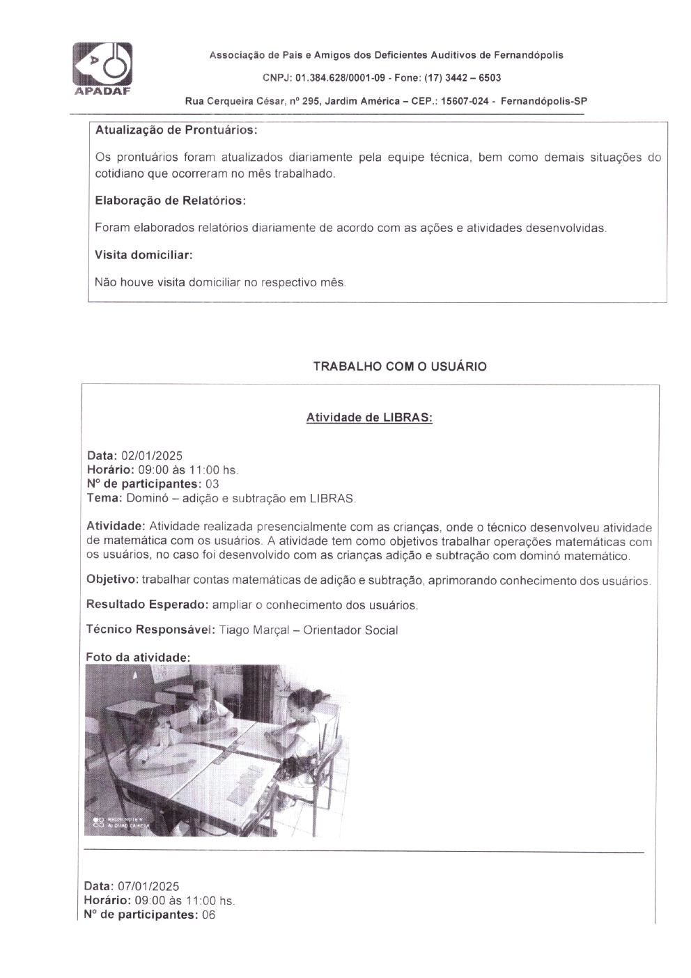 Página 3 de Prestação de Contas Mensal — Habilitação e Reabilitação — Janeiro/2025