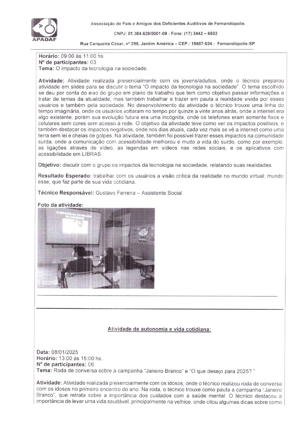 Página 10 de Prestação de Contas Mensal — Habilitação e Reabilitação — Janeiro/2025