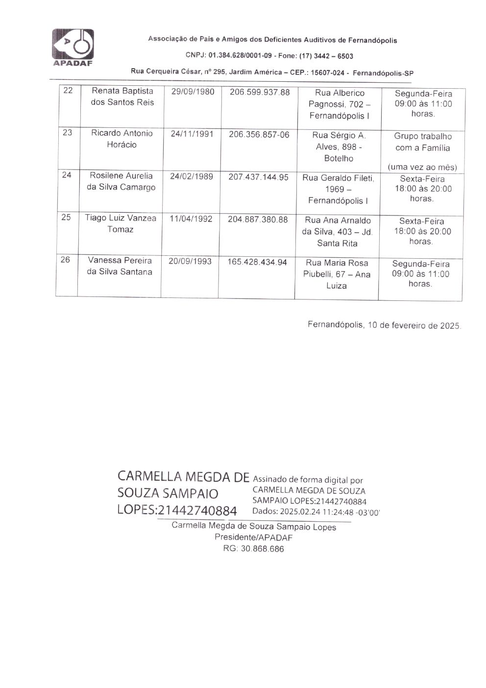 Página 20 de Prestação de Contas Mensal — Habilitação e Reabilitação — Janeiro/2025