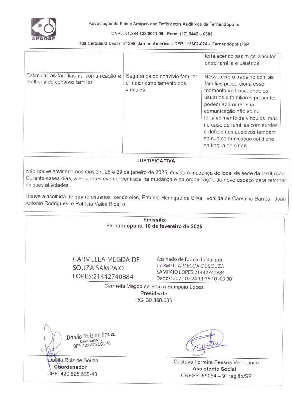 Página 22 de Prestação de Contas Mensal — Habilitação e Reabilitação — Janeiro/2025