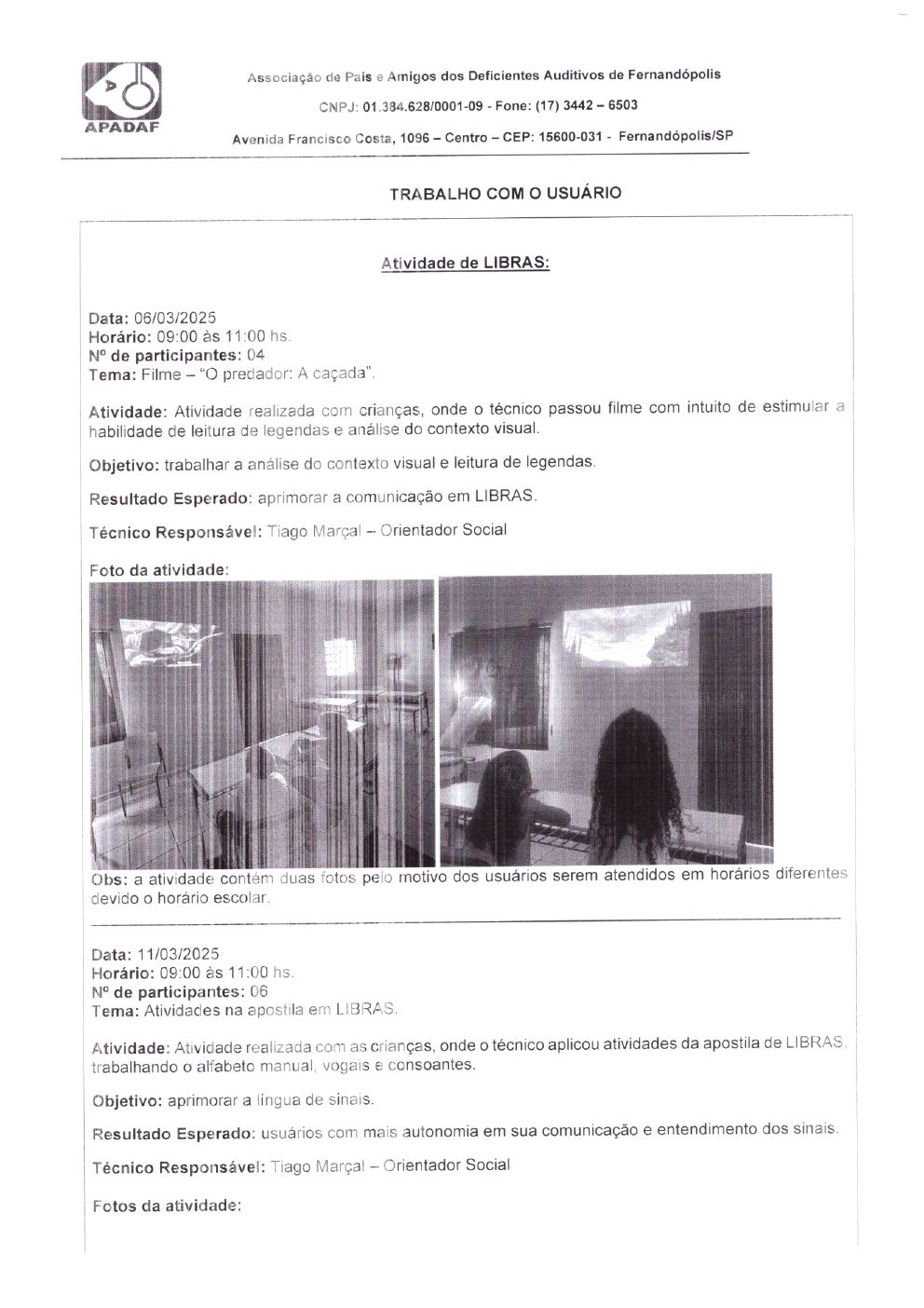 Página 3 de Prestação de Contas Mensal — Habilitação e Reabilitação — Março/2025