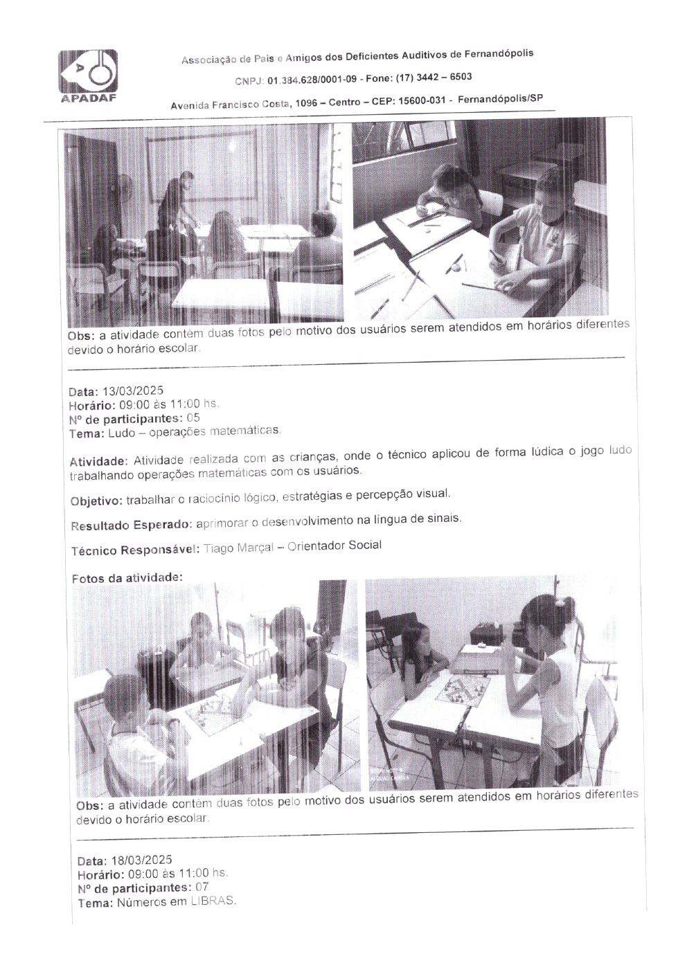 Página 4 de Prestação de Contas Mensal — Habilitação e Reabilitação — Março/2025
