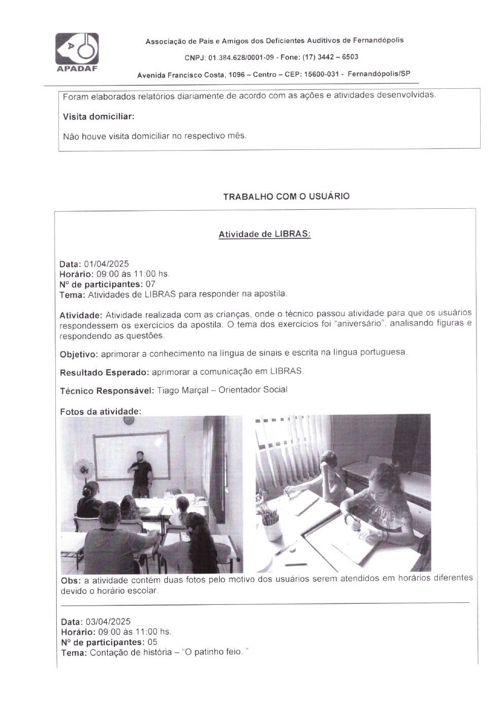 Página 3 de Prestação de Contas Mensal — Habilitação e Reabilitação — Abril/2025