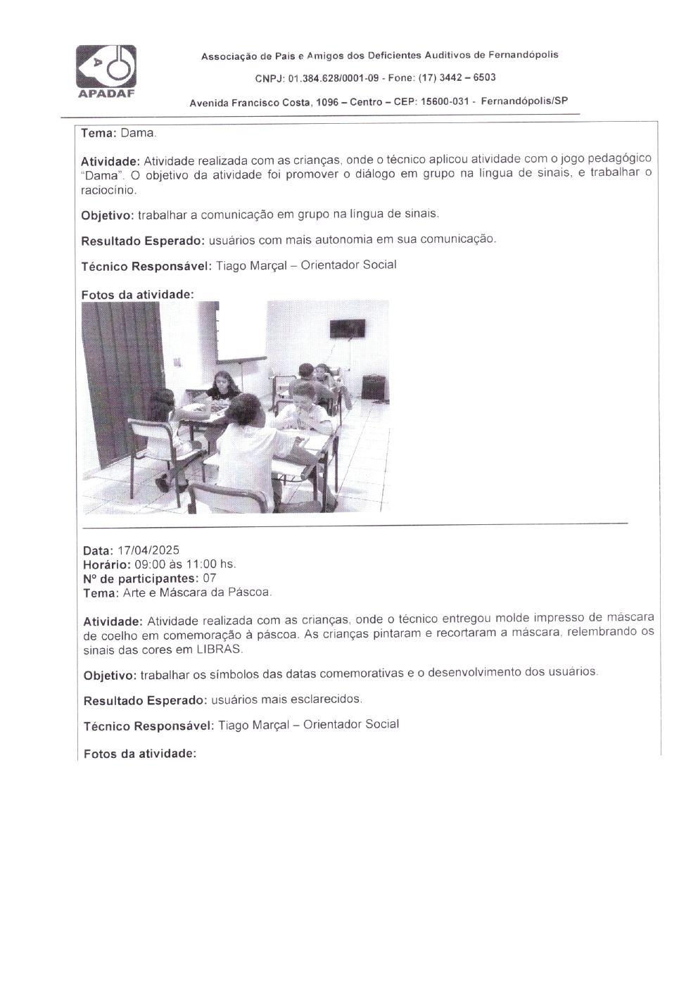 Página 6 de Prestação de Contas Mensal — Habilitação e Reabilitação — Abril/2025