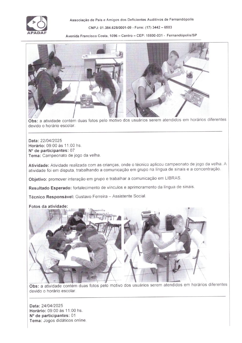 Página 7 de Prestação de Contas Mensal — Habilitação e Reabilitação — Abril/2025