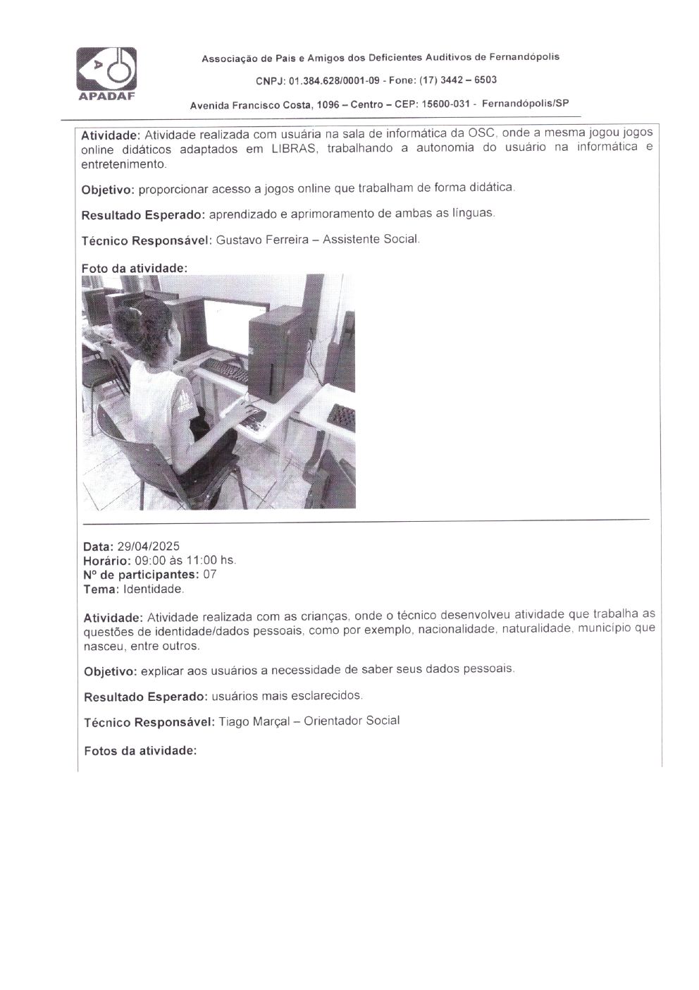 Página 8 de Prestação de Contas Mensal — Habilitação e Reabilitação — Abril/2025
