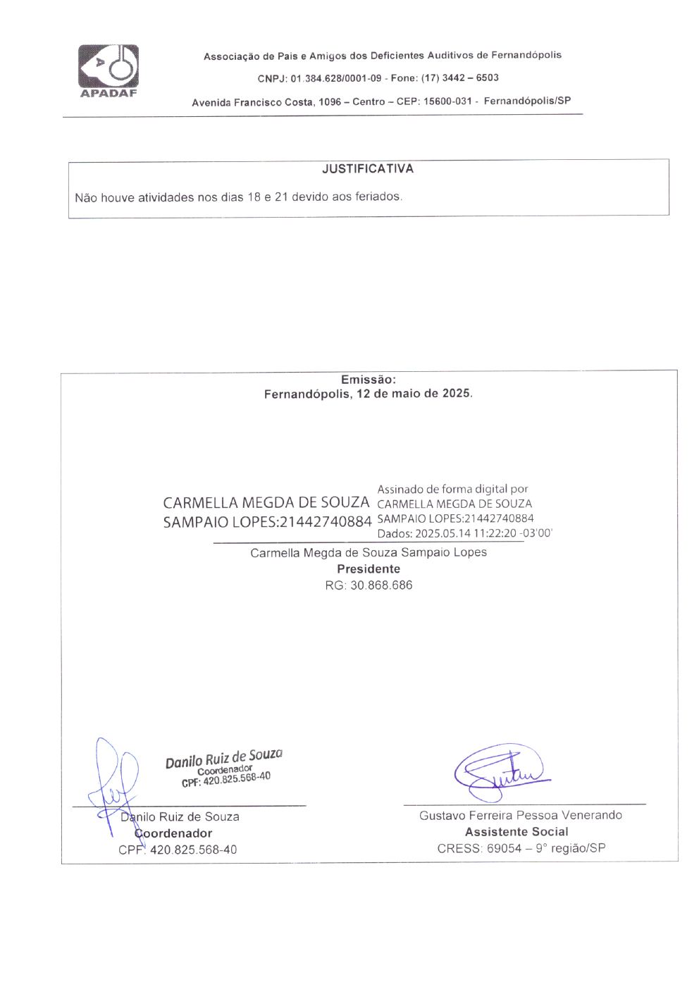 Página 22 de Prestação de Contas Mensal — Habilitação e Reabilitação — Abril/2025