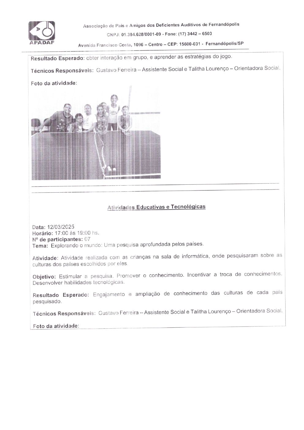 Página 4 de Prestação de Contas Mensal — CMDCA — Março/2025