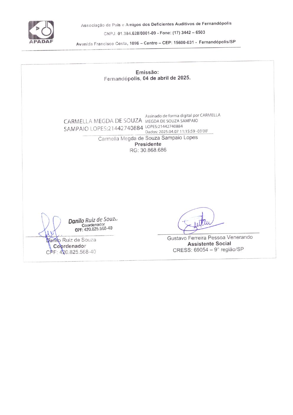 Página 10 de Prestação de Contas Mensal — CMDCA — Março/2025