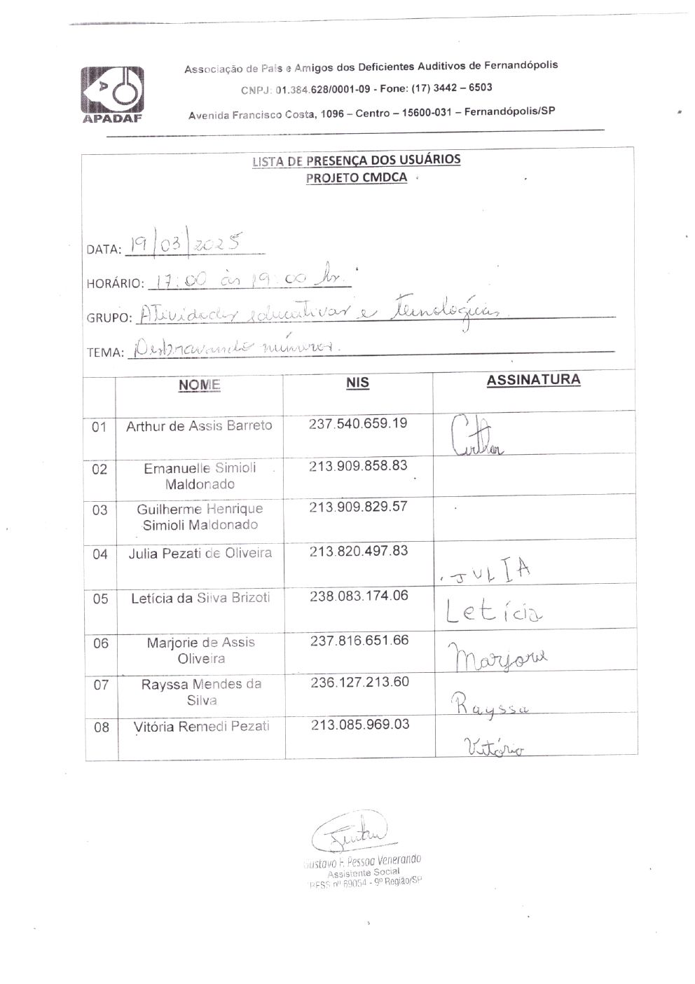 Página 16 de Prestação de Contas Mensal — CMDCA — Março/2025