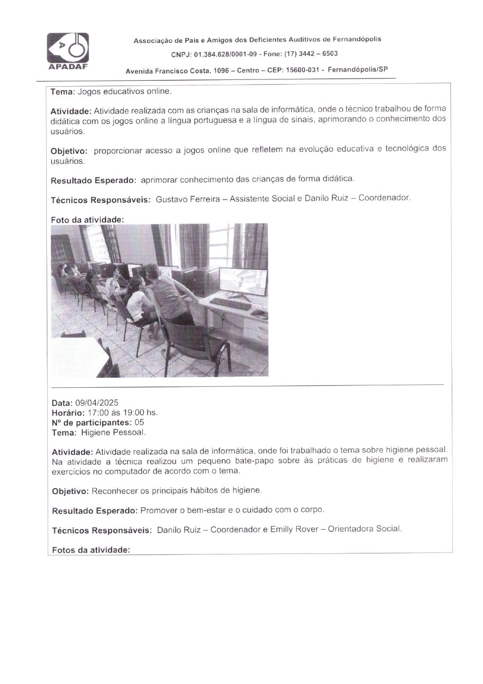 Página 6 de Prestação de Contas Mensal — CMDCA — Abril/2025