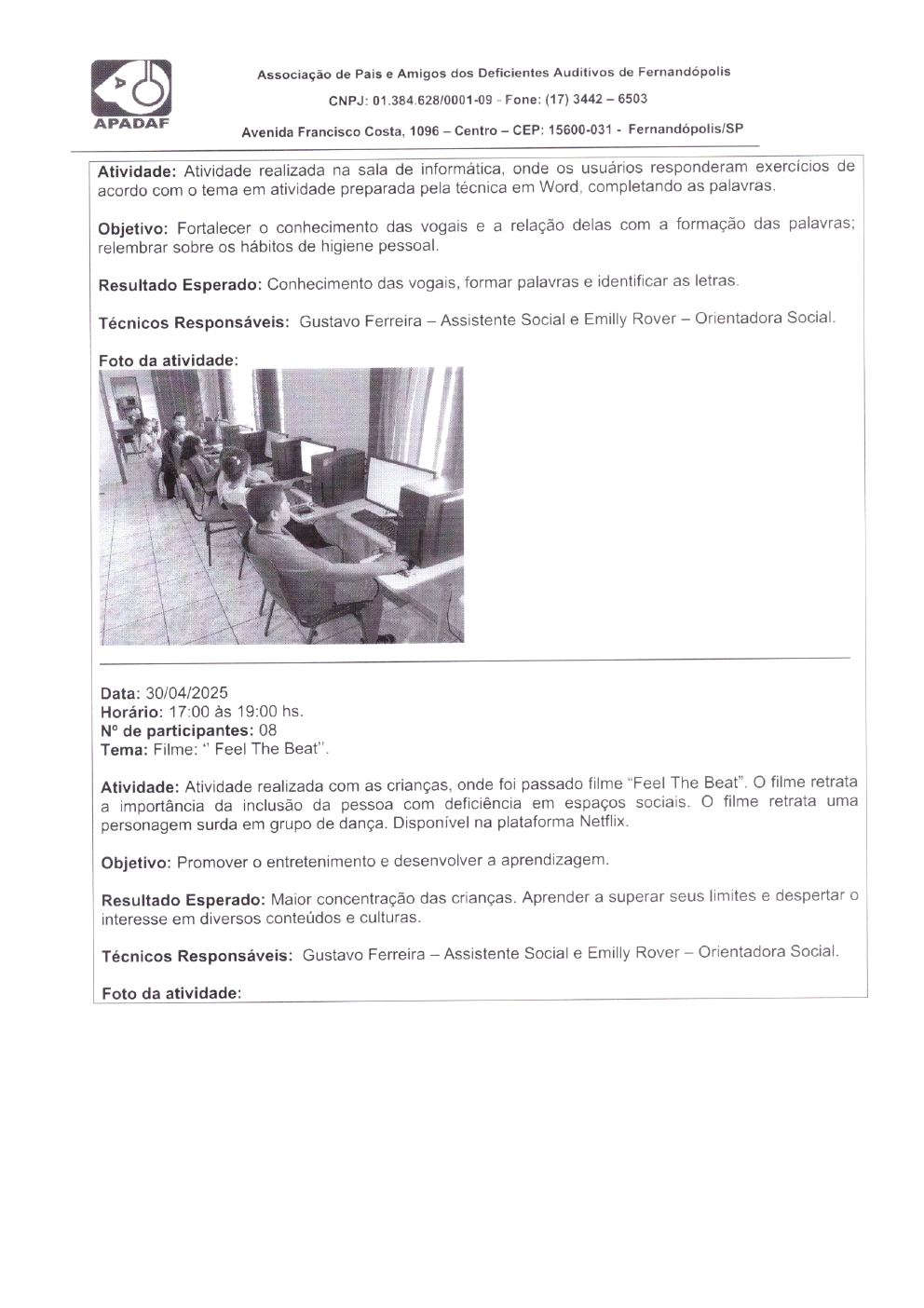 Página 8 de Prestação de Contas Mensal — CMDCA — Abril/2025