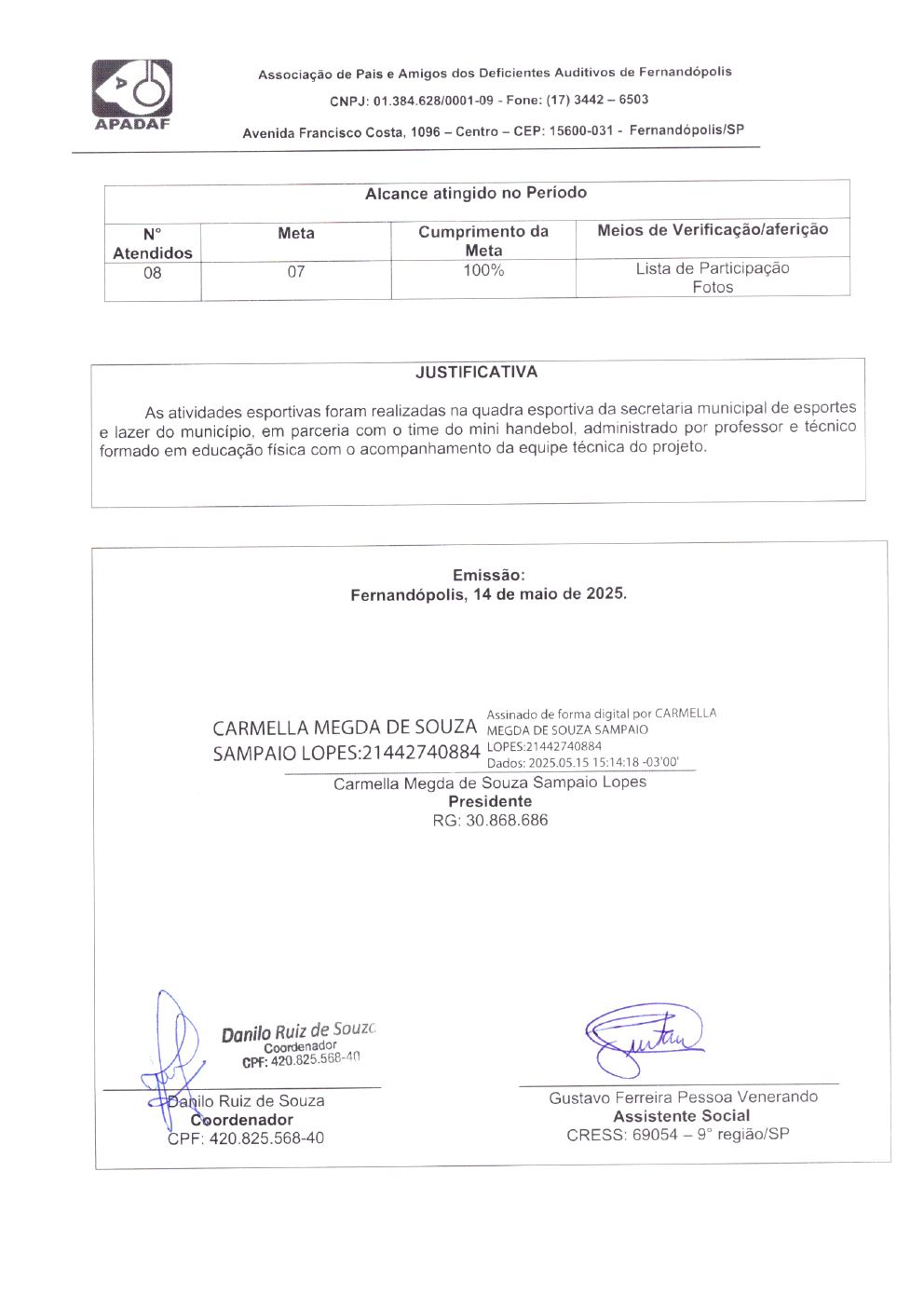 Página 12 de Prestação de Contas Mensal — CMDCA — Abril/2025