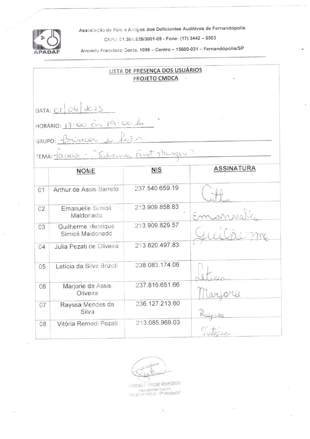 Página 13 de Prestação de Contas Mensal — CMDCA — Abril/2025