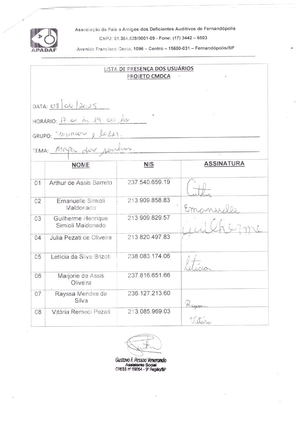 Página 16 de Prestação de Contas Mensal — CMDCA — Abril/2025