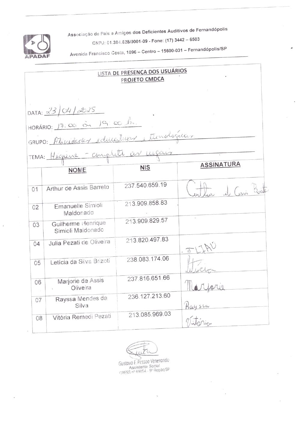 Página 23 de Prestação de Contas Mensal — CMDCA — Abril/2025