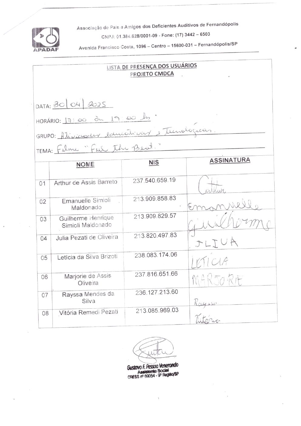 Página 26 de Prestação de Contas Mensal — CMDCA — Abril/2025
