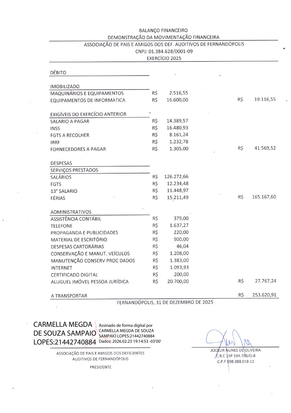 Página 2 de Demonstrações Contábeis — Exercício 2025