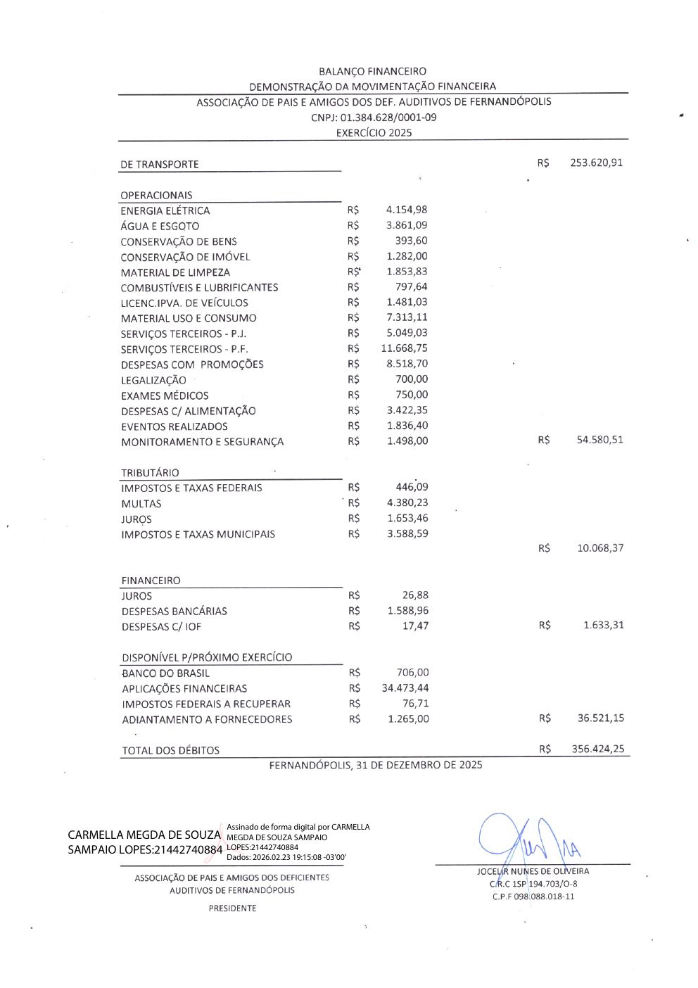 Página 3 de Demonstrações Contábeis — Exercício 2025