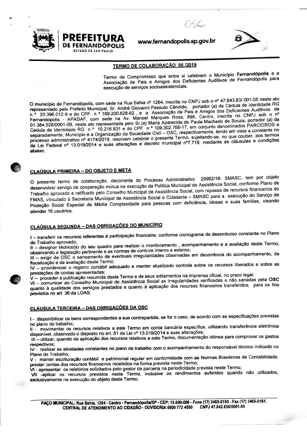 Página 1 de Termo de Colaboração nº 05/2019 — Média Complexidade — 2019