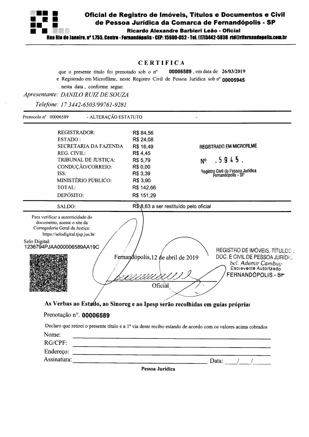 Página 15 de Ata da 225ª Assembleia Geral Extraordinária — Mudança de Sede e Alteração Estatutária — 2019